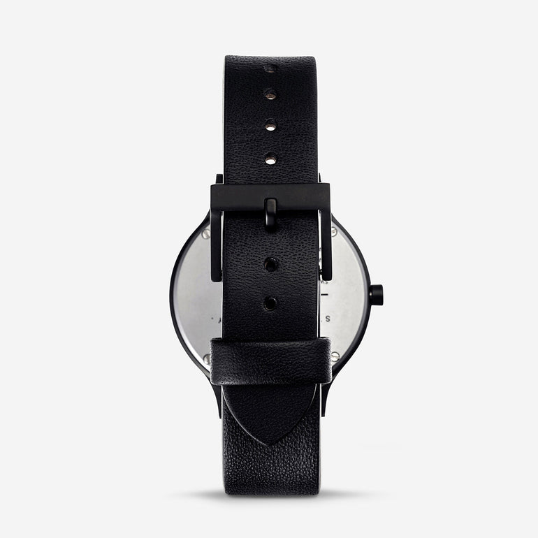 Status Anxiety Inertia Leather Watch Black Face / Black Strap