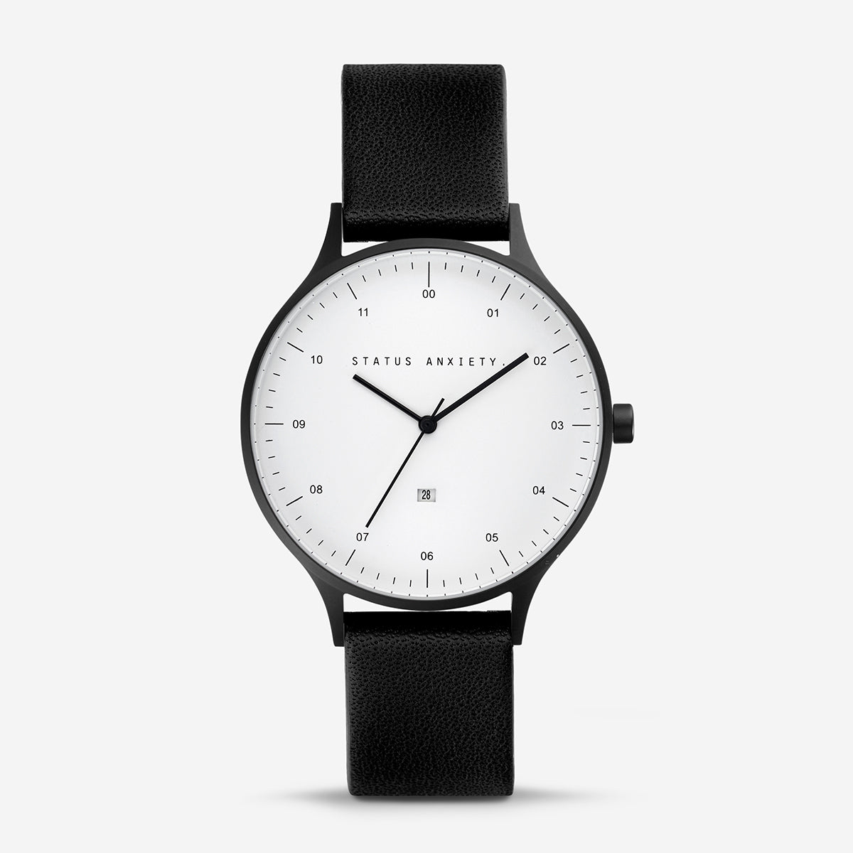 Status Anxiety Inertia Leather Watch White Face / Black Strap