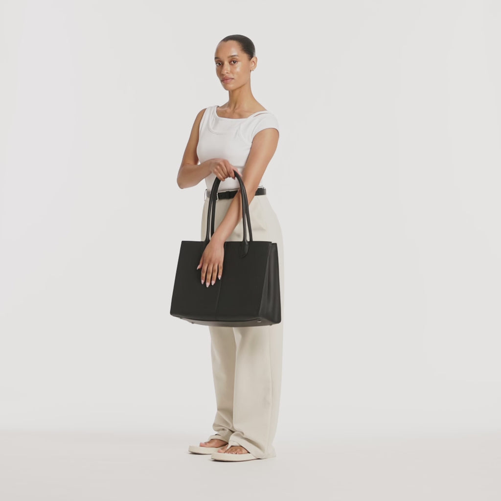 Status Anxiety Without Warning Leather Tote Bag Black