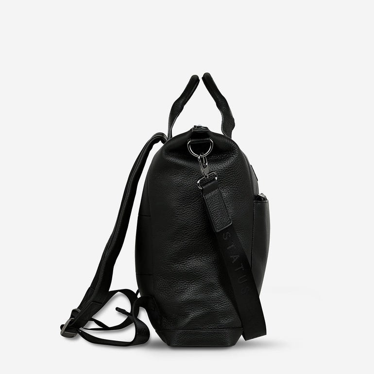 Status Anxiety Comes In Waves Leather Baby Bag Black