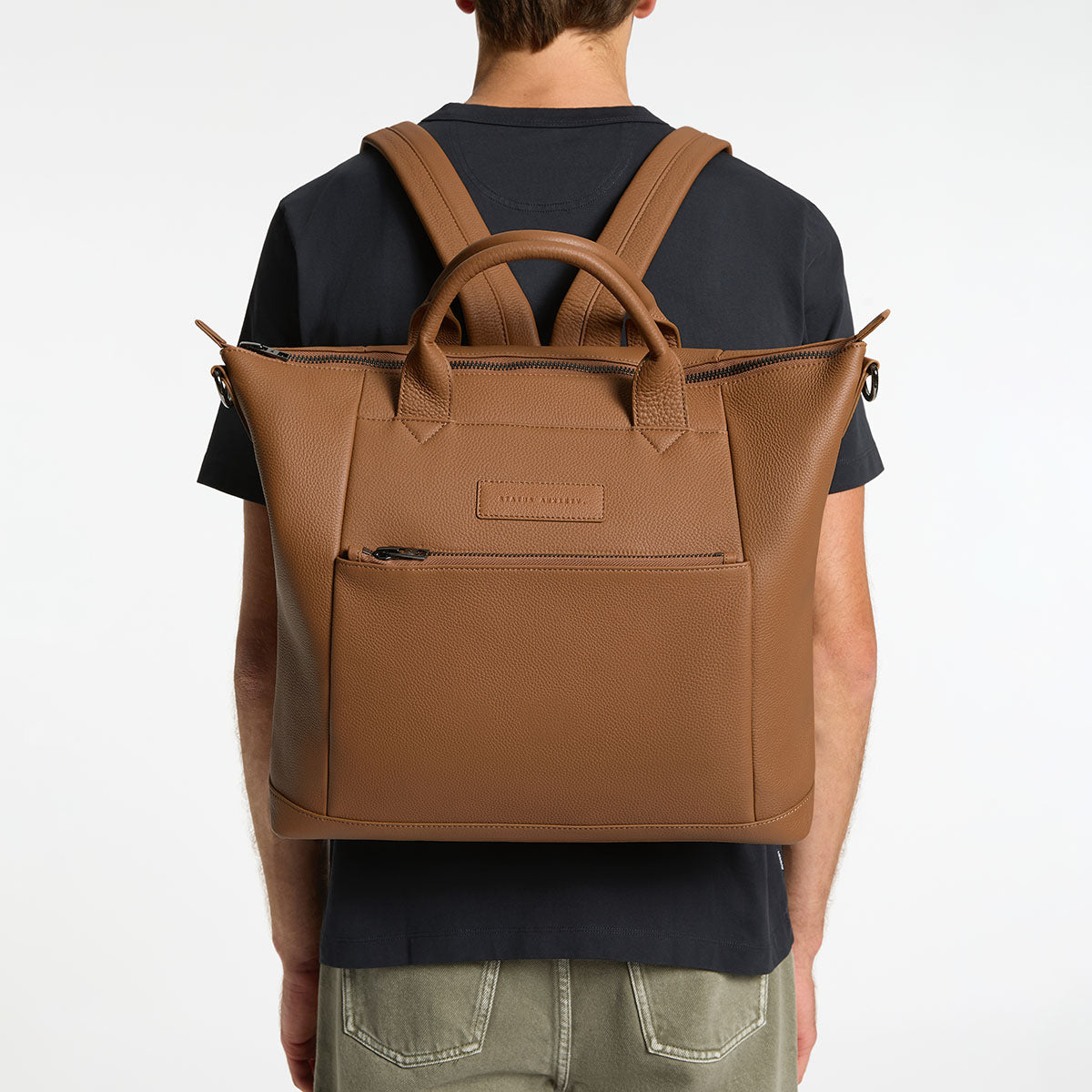 Status Anxiety Comes In Waves Leather Baby Bag Camel