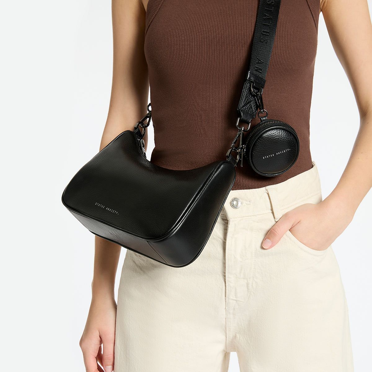 Status Anxiety Black Thin Webbed Strap for Bags