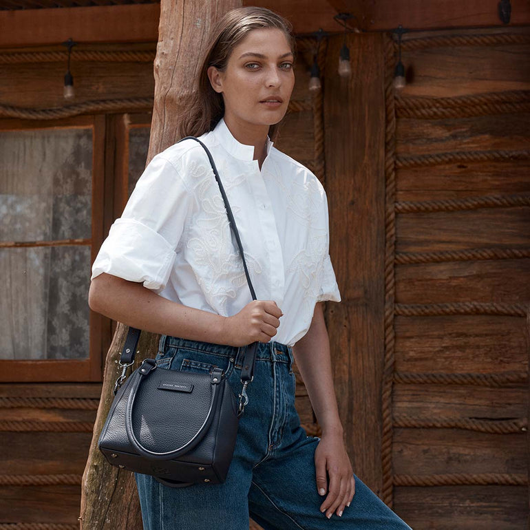 Status Anxiety Mini Mountains Women's Leather Handbag Midnight Blue