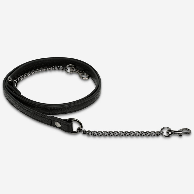 Status Anxiety Black Leather Strap with Chain for Bags