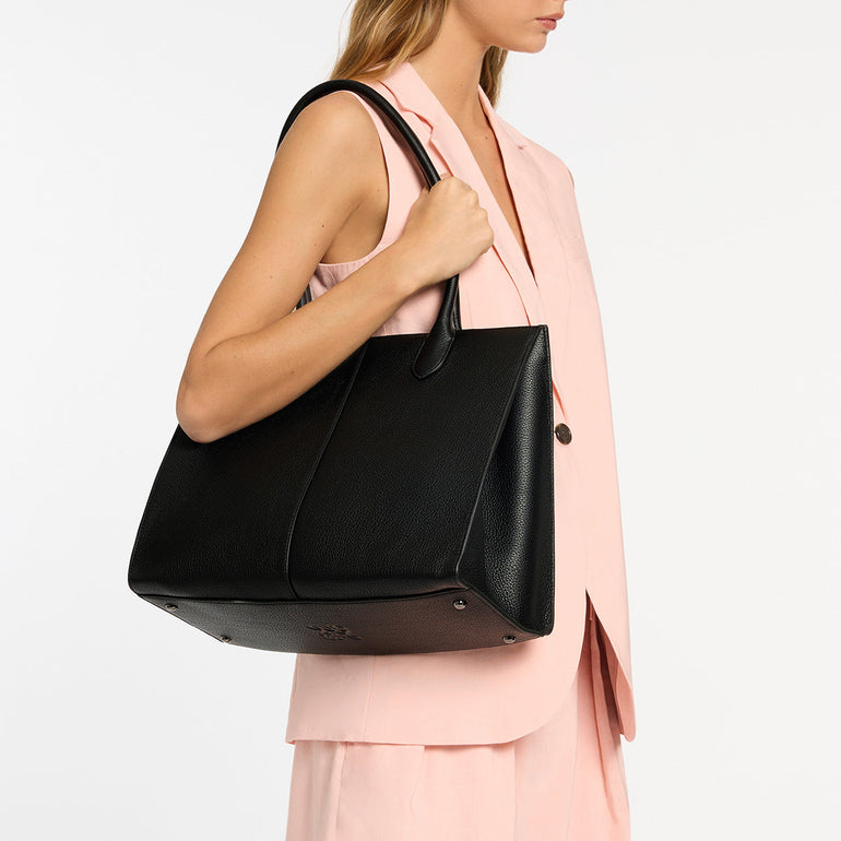 Status Anxiety Without Warning Leather Tote Bag Black