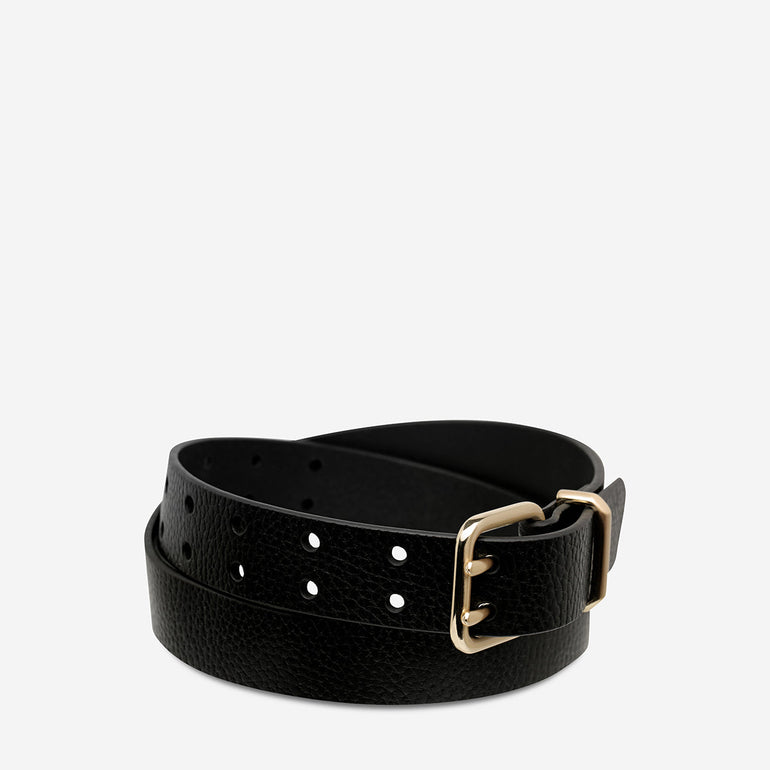 Status Anxiety Barely Moving Women’s Leather Belt Black/Gold