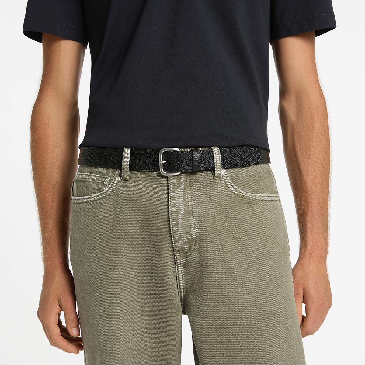 Status Anxiety Ease Up Unisex Leather Belt Black/Silver