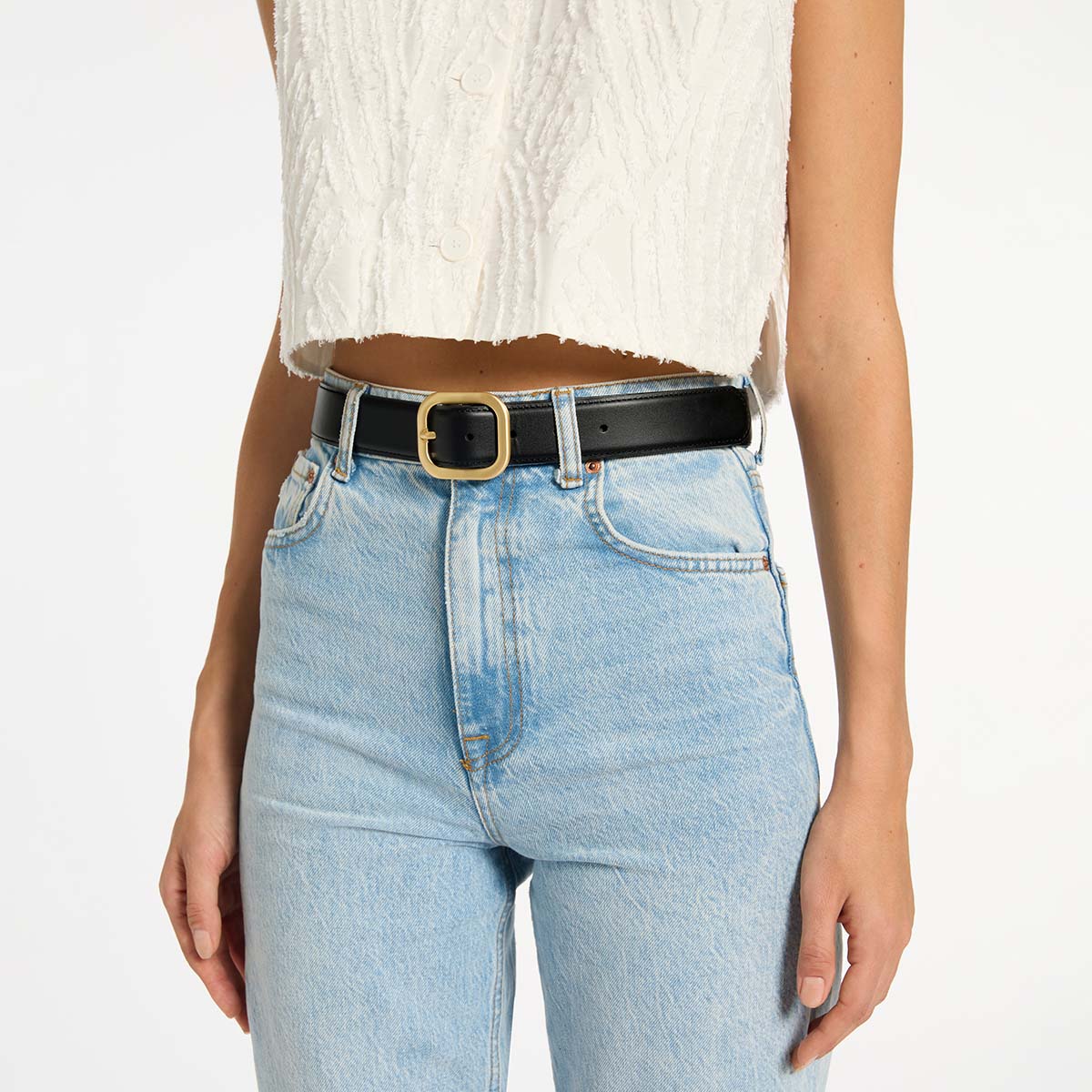 Falling Quiet Belt - Black Nappa/Gold