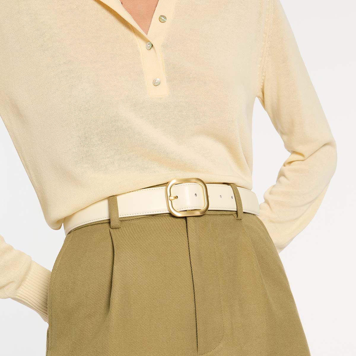 Falling Quiet Belt - Ivory Nappa/Gold