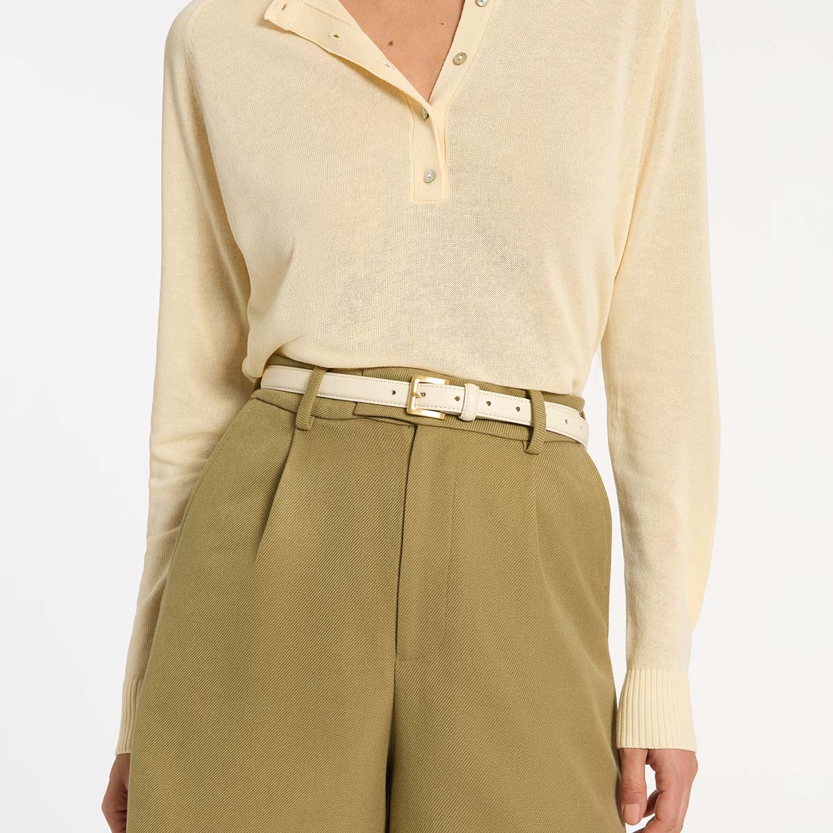 In Your Eyes Belt - Ivory Nappa/Gold