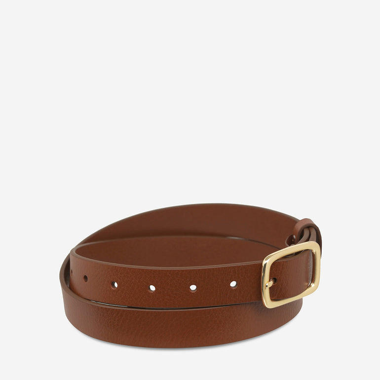 Status Anxiety Nobody's Fault Women's Leather Belt Tan/Gold