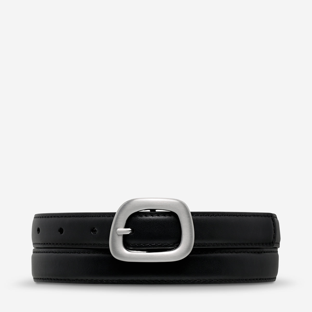 Where It Leads Belt - Black Nappa/Silver