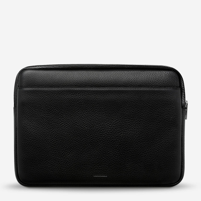 Status Anxiety Before I Leave Leather Laptop Case Black