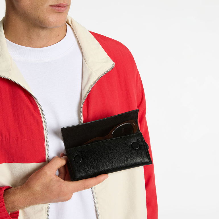 Status Anxiety ‘Into The Ether’ Leather Sunglasses Case Black