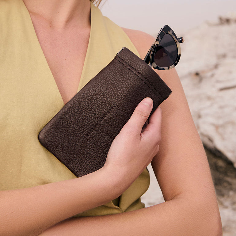 Status Anxiety Keepsake Leather Glasses Pouch Cocoa