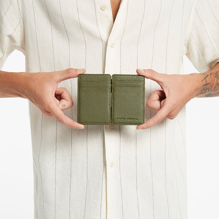 Status Anxiety Magic Flip Men's Leather Wallet Khaki