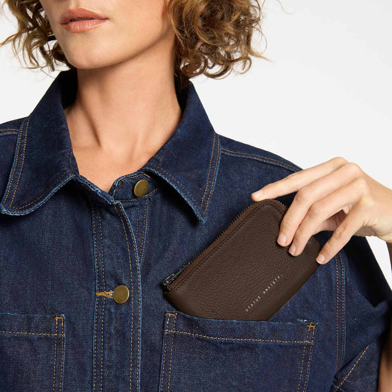 Status Anxiety Left Behind Women's Leather Pouch Cocoa