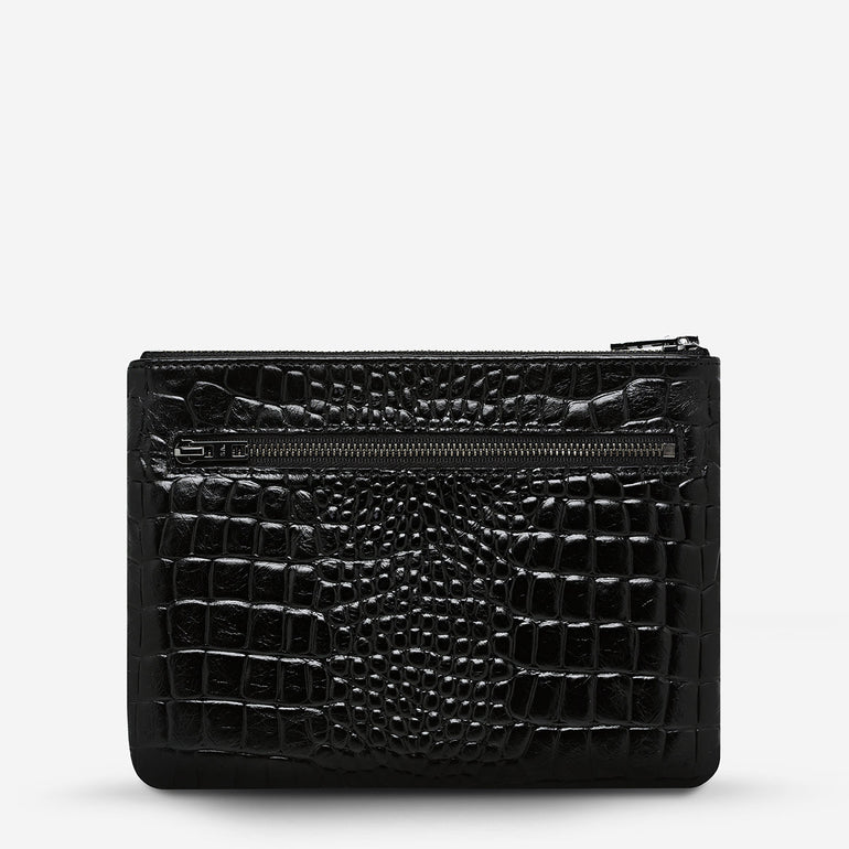 Status Anxiety New Day Women's Leather Pouch Wallet Black Croc
