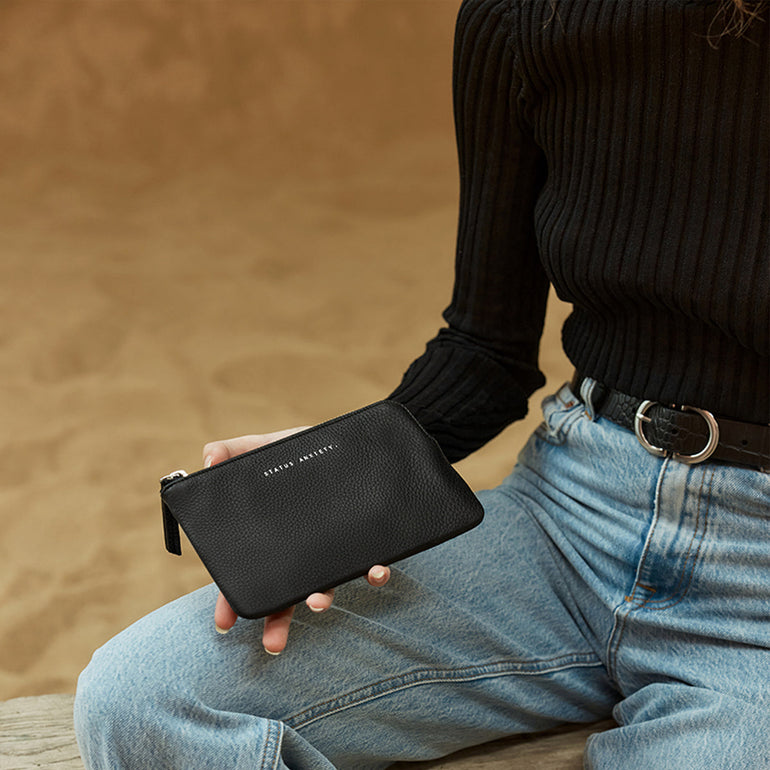 Status Anxiety Smoke and Mirrors Women's Leather Pouch Wallet Black