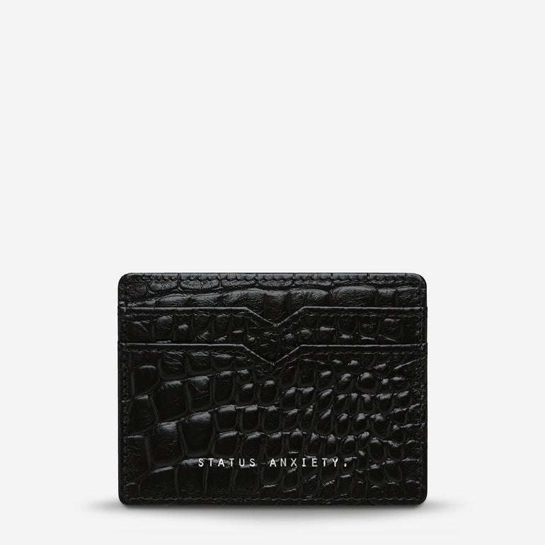 Status Anxiety Together For Now Women's Leather Card Wallet Black Croc