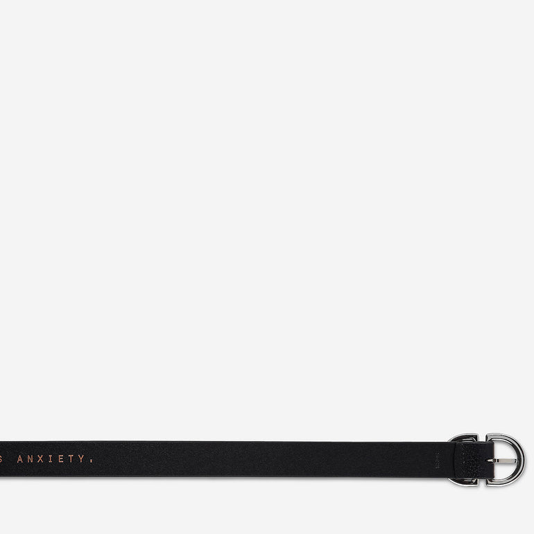 Status Anxiety In Reverse Women's Leather Belt Black